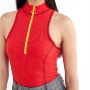 Urban Outfitters Half-Zip Racerback Red XS